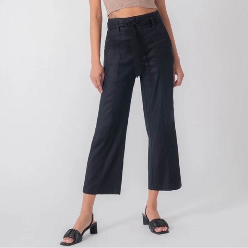 NWT Level 99 Women's Bette Seamed Trouser Crop Pant in Seaweed Linen Blend 27